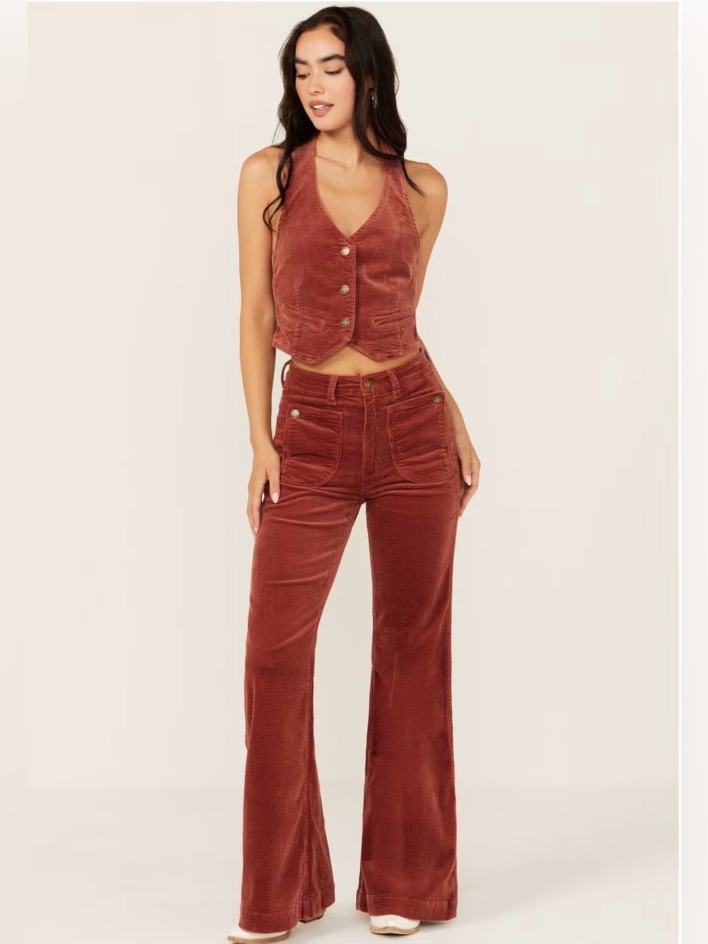 ROLLA'S Corduroy Wide-Leg Pants in Rust rise 11/ instead 32